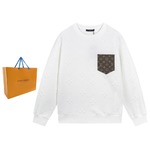 Louis Vuitton Clothing Sweatshirts Black White Unisex Cotton Fall/Winter Collection Trendy Brand