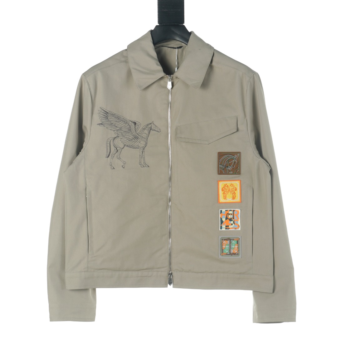 Hermes Shop
 Clothing Coats & Jackets Buy Best High-Quality
 Embroidery Fabric Long Sleeve