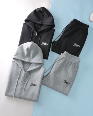 Dior Clothing Cardigans Coats & Jackets Pants & Trousers Two Piece Outfits & Matching Sets Embroidery Men Cotton Knitted Knitting Fall/Winter Collection Fashion Hooded Top