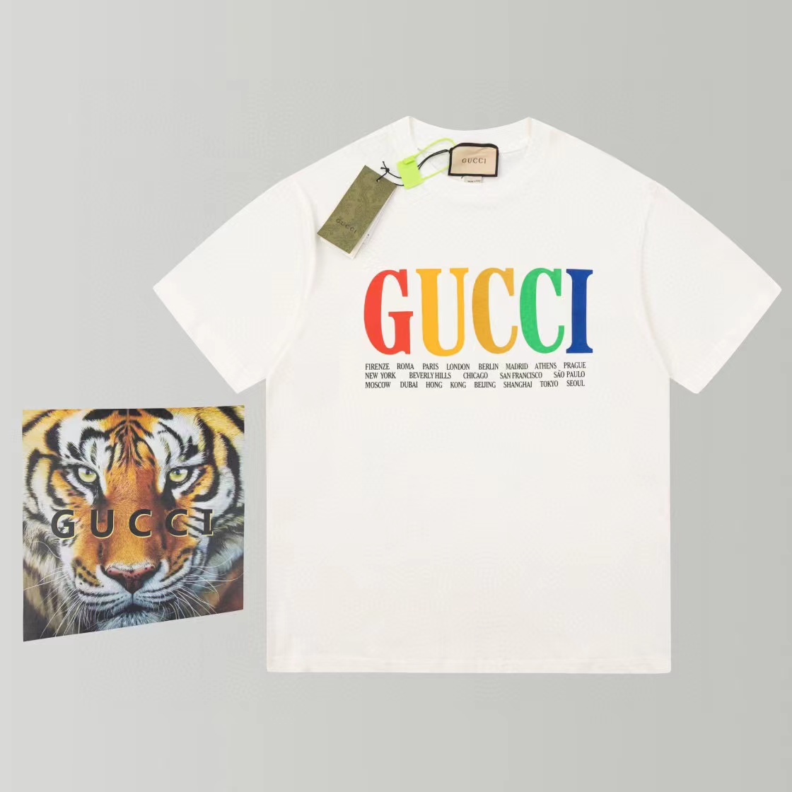 Gucci Odzież T-Shirt Podbijanie najwyższej jakości
 Kolor moreli Czarny Biały Drukowanie Unisex Bawełna podwójna przędza Krótki rękaw