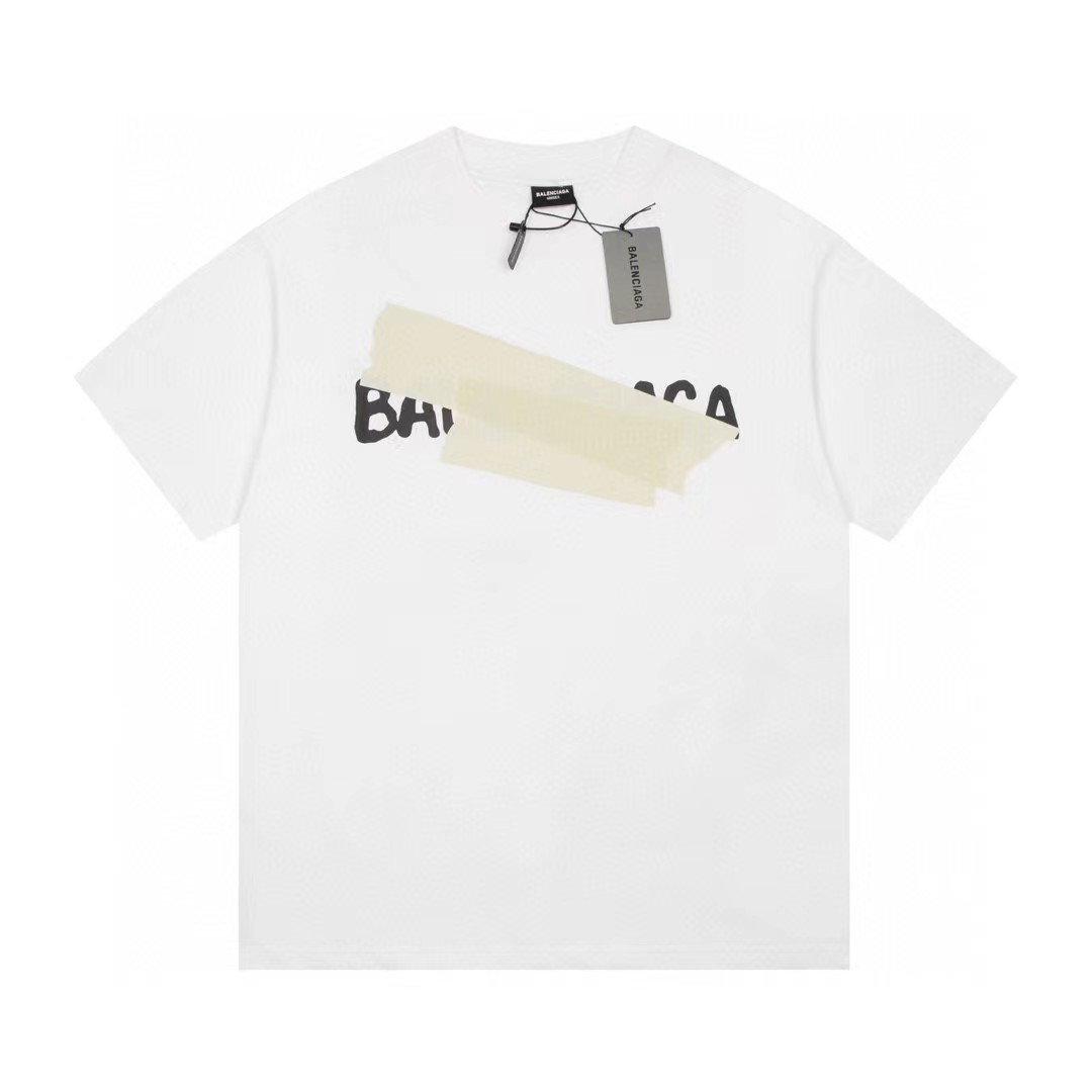 Buy the Best High Quality Replica
 Balenciaga Clothing T-Shirt Black White Printing Unisex Cotton Short Sleeve