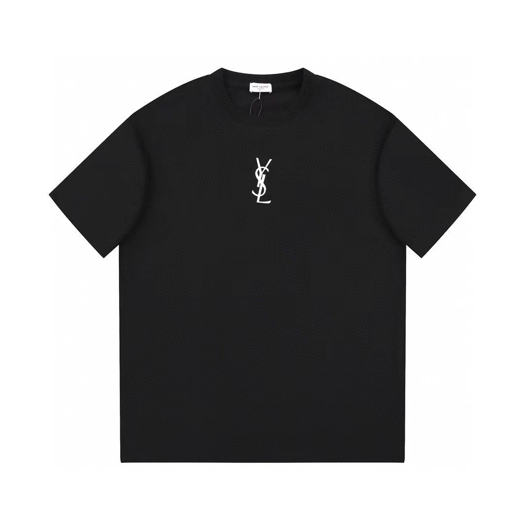 Yves Saint Laurent Cheap
 Clothing T-Shirt Black White Printing Short Sleeve