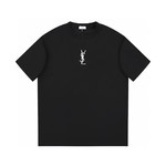 Yves Saint Laurent Cheap
 Clothing T-Shirt Black White Printing Short Sleeve