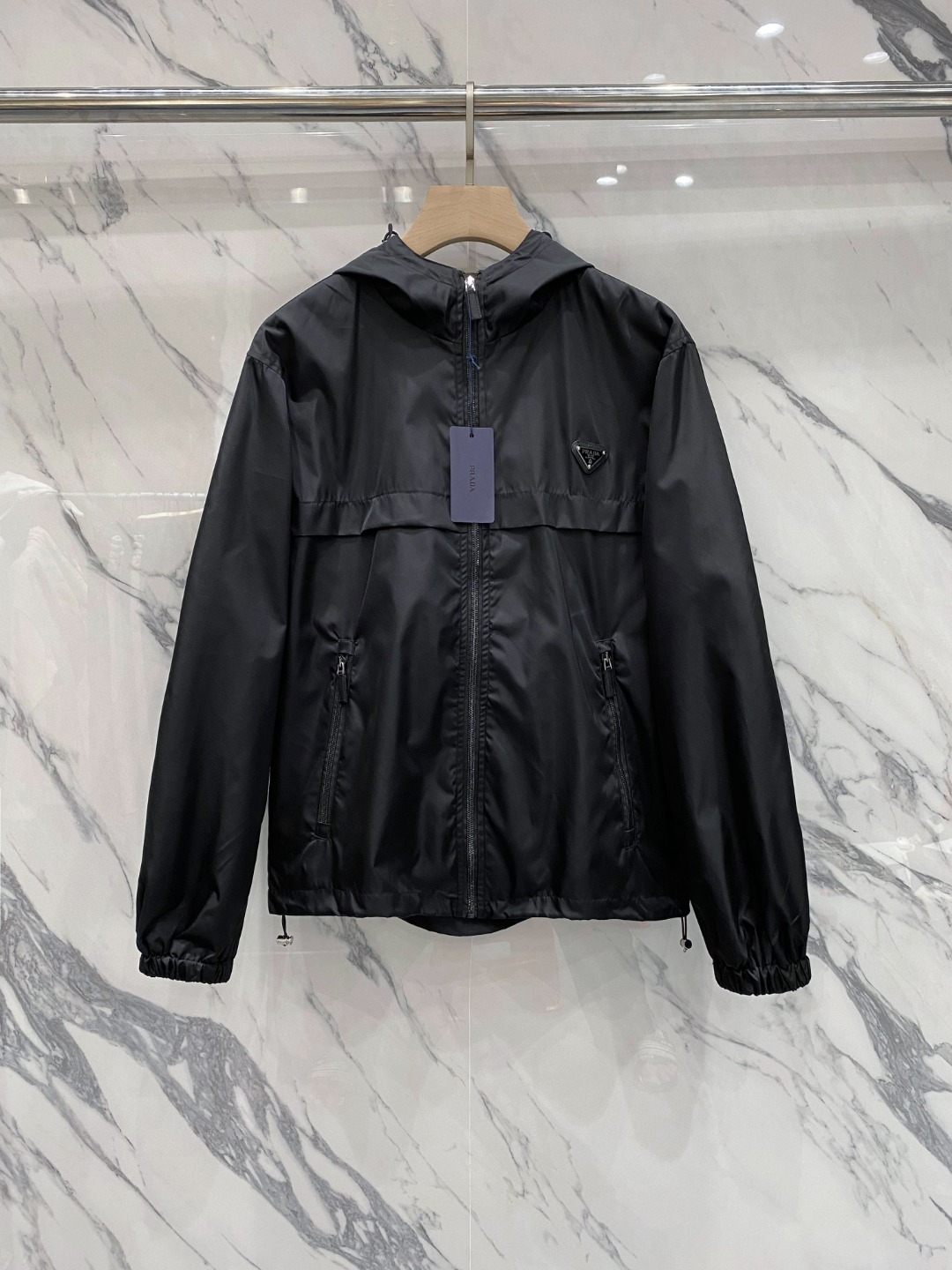 Prada Clothing Coats & Jackets Perfect Replica
 Black Fabric Nylon Plastic Re-Nylon Hooded Top