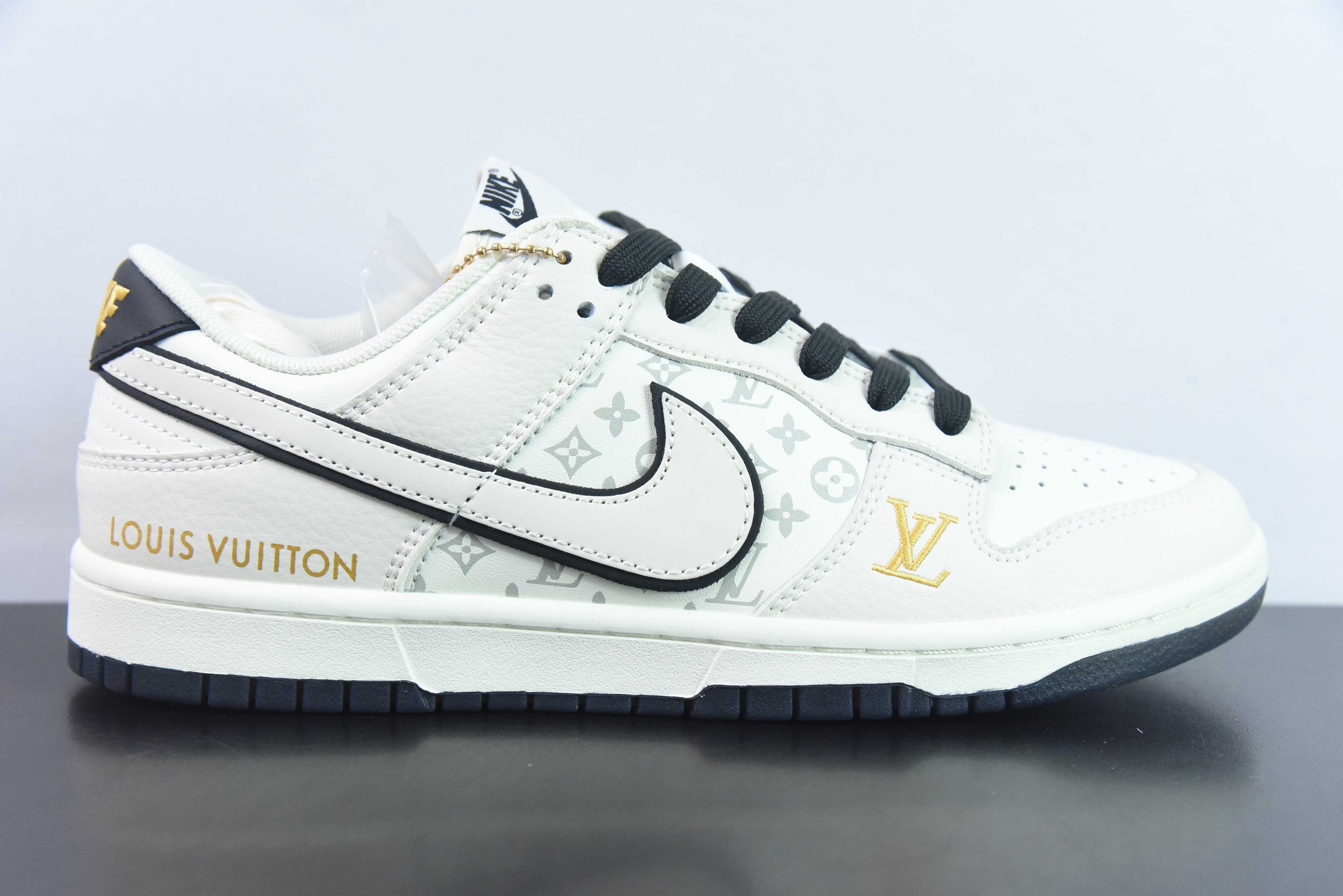 MLCV53482945 Nk SB Dunk Low colaboración LV - Caballero oscuro blanco crema negro noche alta personalización …