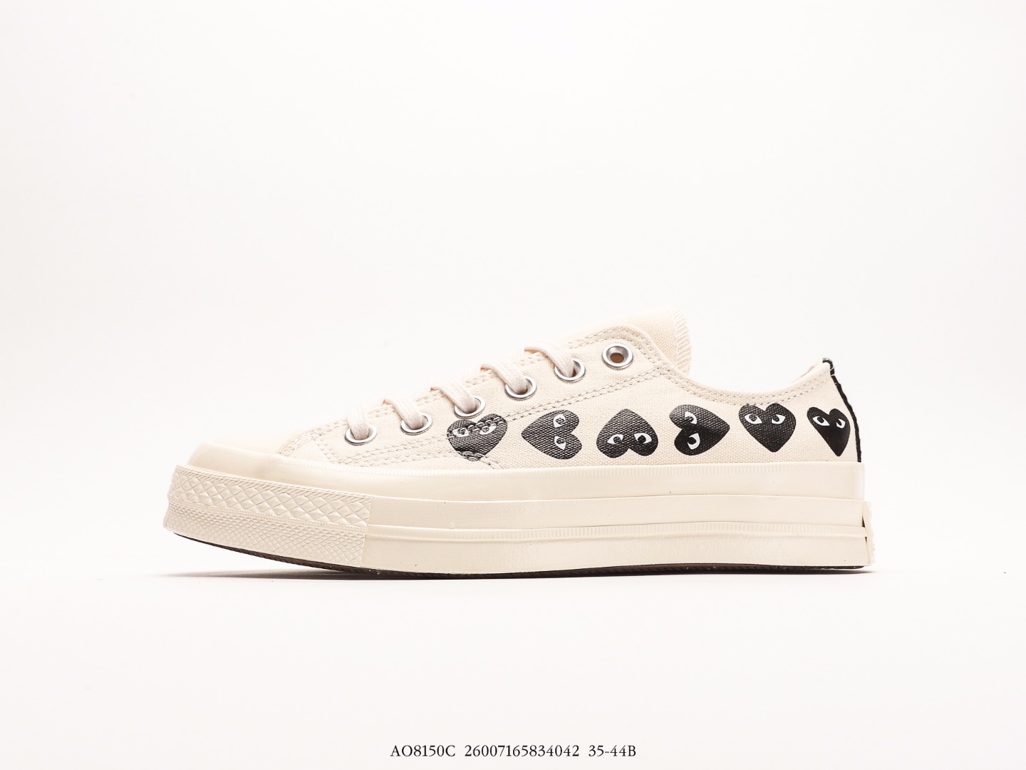 Converse CDG Play x Converse 1970s Cordones con corazones Converse Kawakubo Reiko Play Zapatos de lo