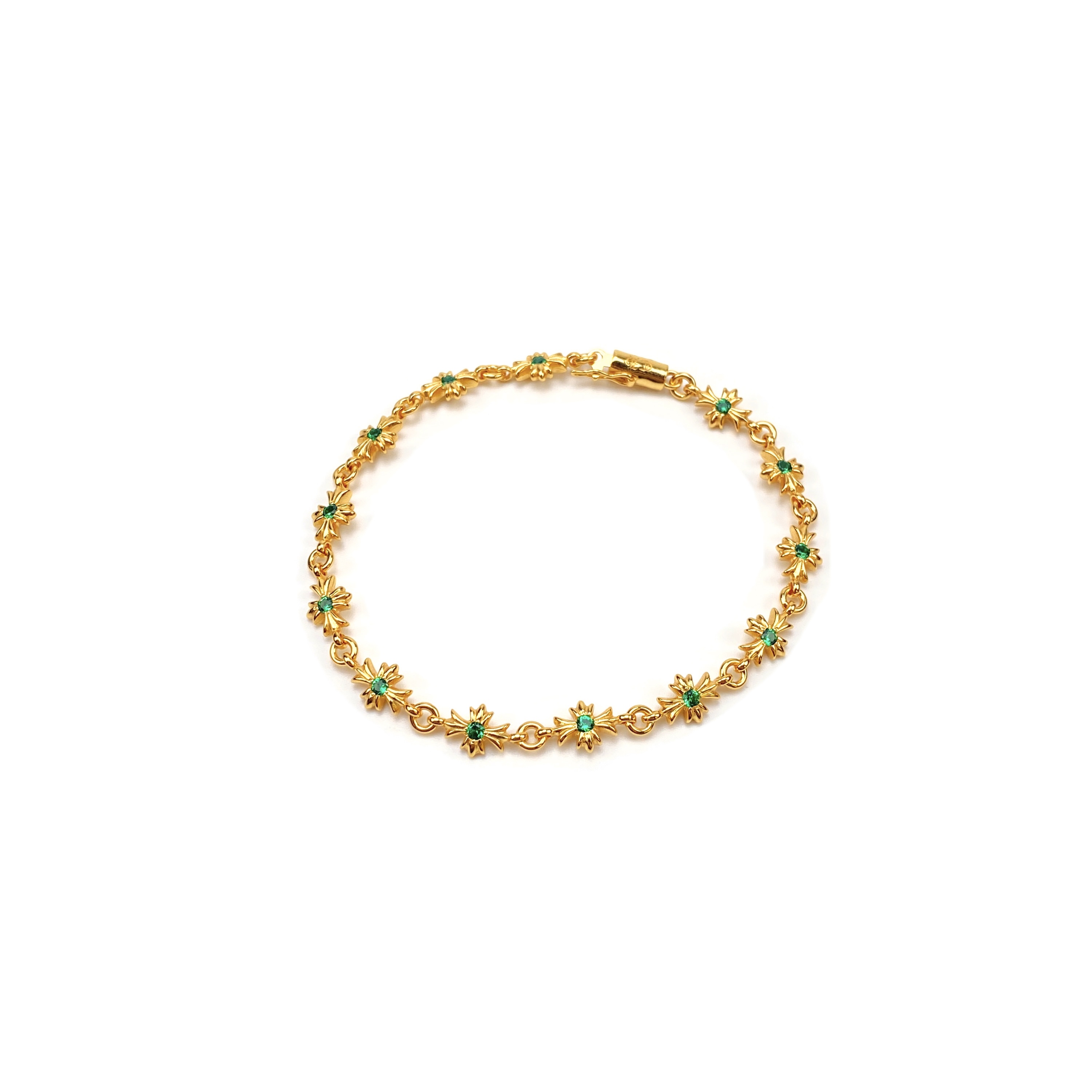 NO:582741,Chrome Hearts gold-plated green diamond TinyE thin cross flower bracelet, jewelry boutique, chrome hearts, chrome hearts, bracelet, gold plating19860909Chrome Hearts克罗心 镀金绿钻TinyE 细十字花手链,饰品精品,chrome hearts,chrome hearts,bracelet,gold plating,Jewelry