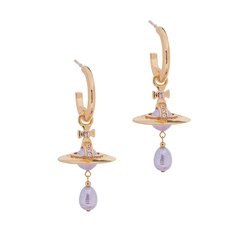 NO:103268,The Queen Mother of the Cities Baroque one-layer three-dimensional earrings-gold purple beads, the Queen Mother of the Cities earrings19860909西太后巴洛克一层立体-耳钉-金紫珠,西太后耳钉,Jewelry