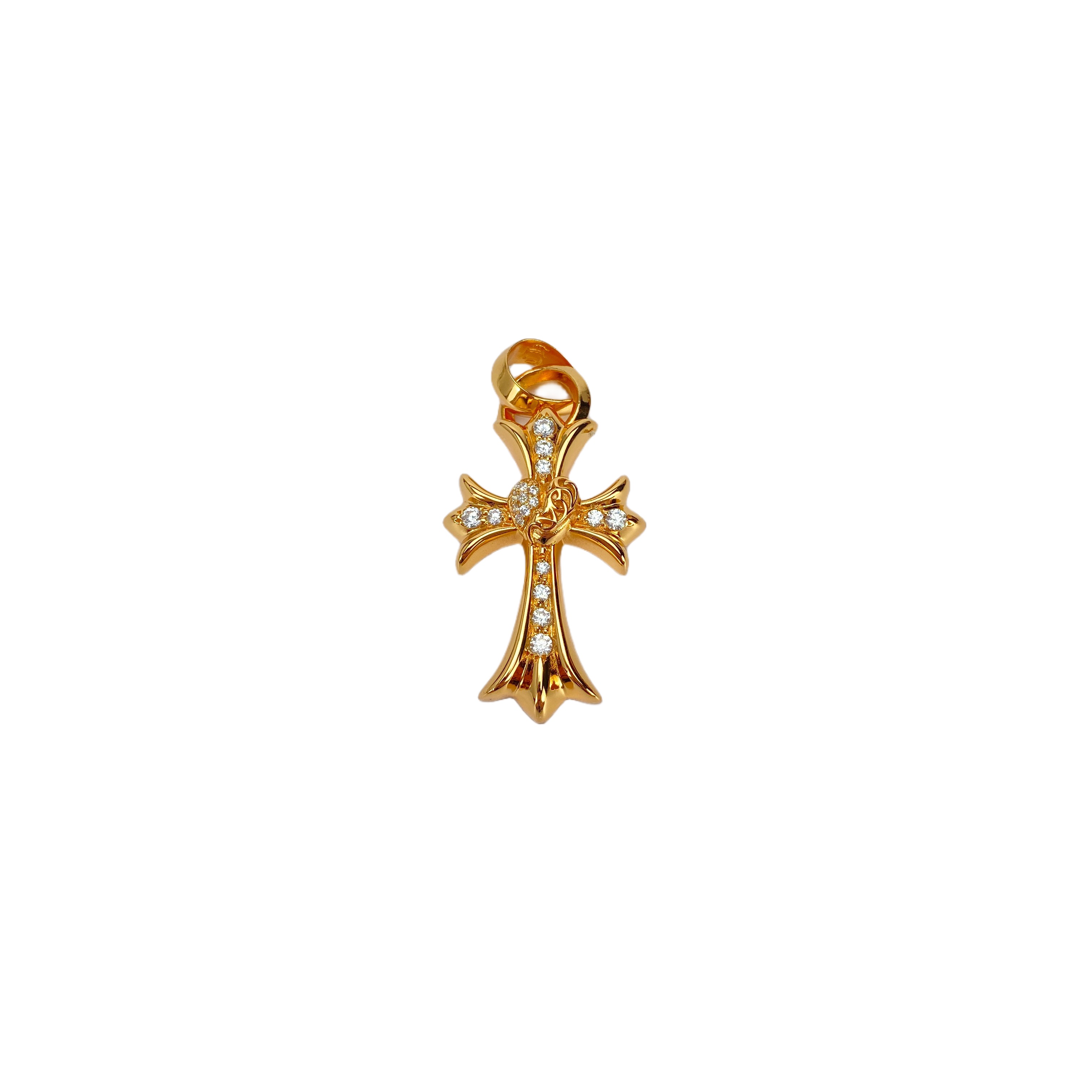 NO:110086,Chrome Hearts 22K gold diamond vine water drop cross pendant, jewelry boutique, chrome hearts, chrome hearts19860909Chrome Hearts克罗心 22K金镶钻藤蔓水滴十字架吊坠,饰品精品,chrome hearts,chrome hearts,Jewelry