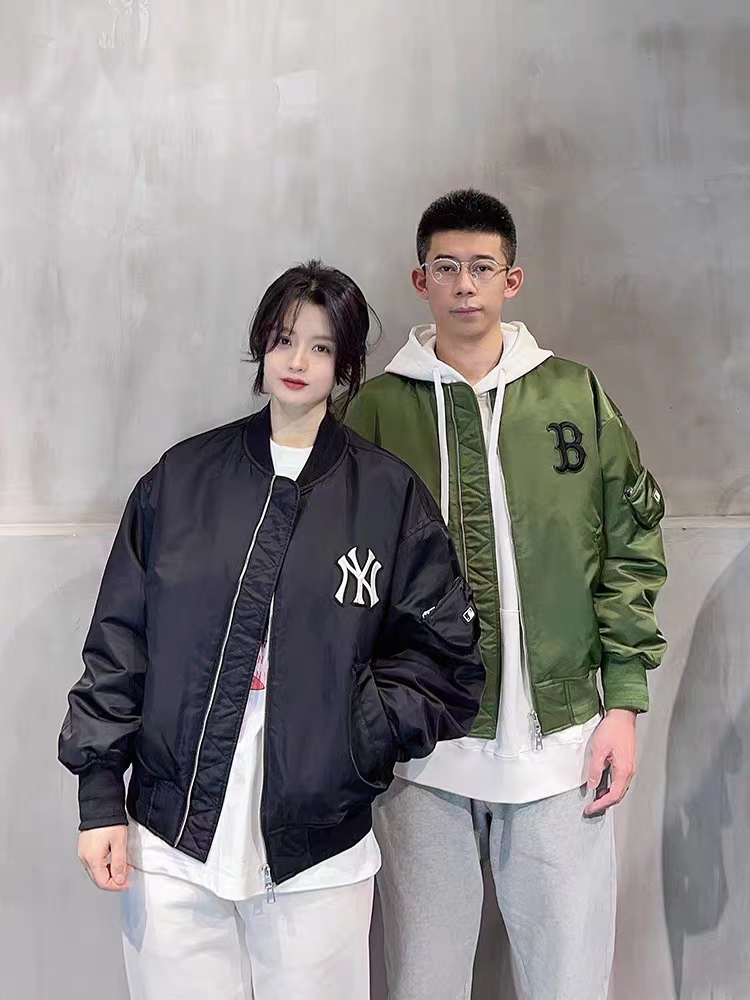 MLB Clothing Coats & Jackets Black Green Embroidery Cotton Fall/Winter Collection
