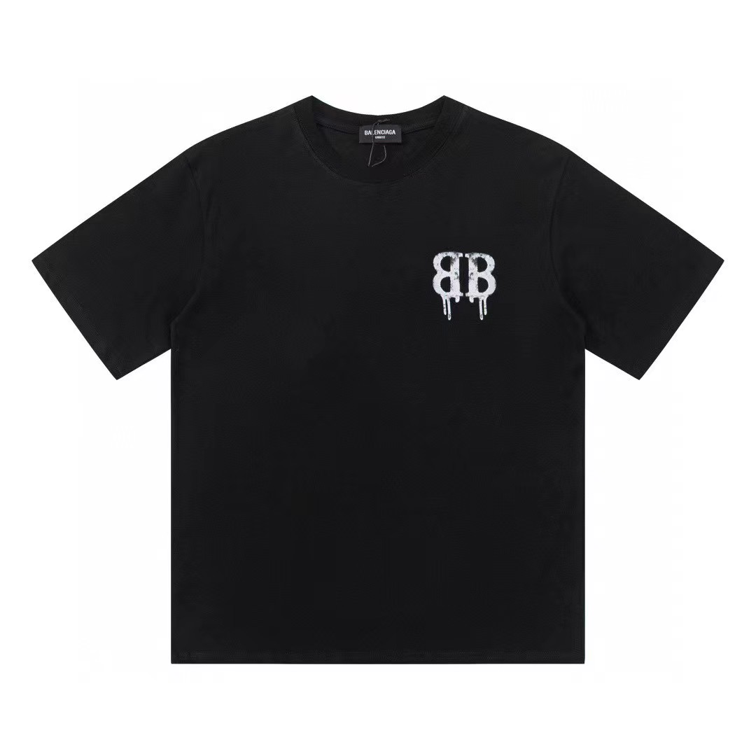 Balenciaga Good
 Clothing T-Shirt Fake High Quality
 Black Doodle White Printing Combed Cotton Short Sleeve