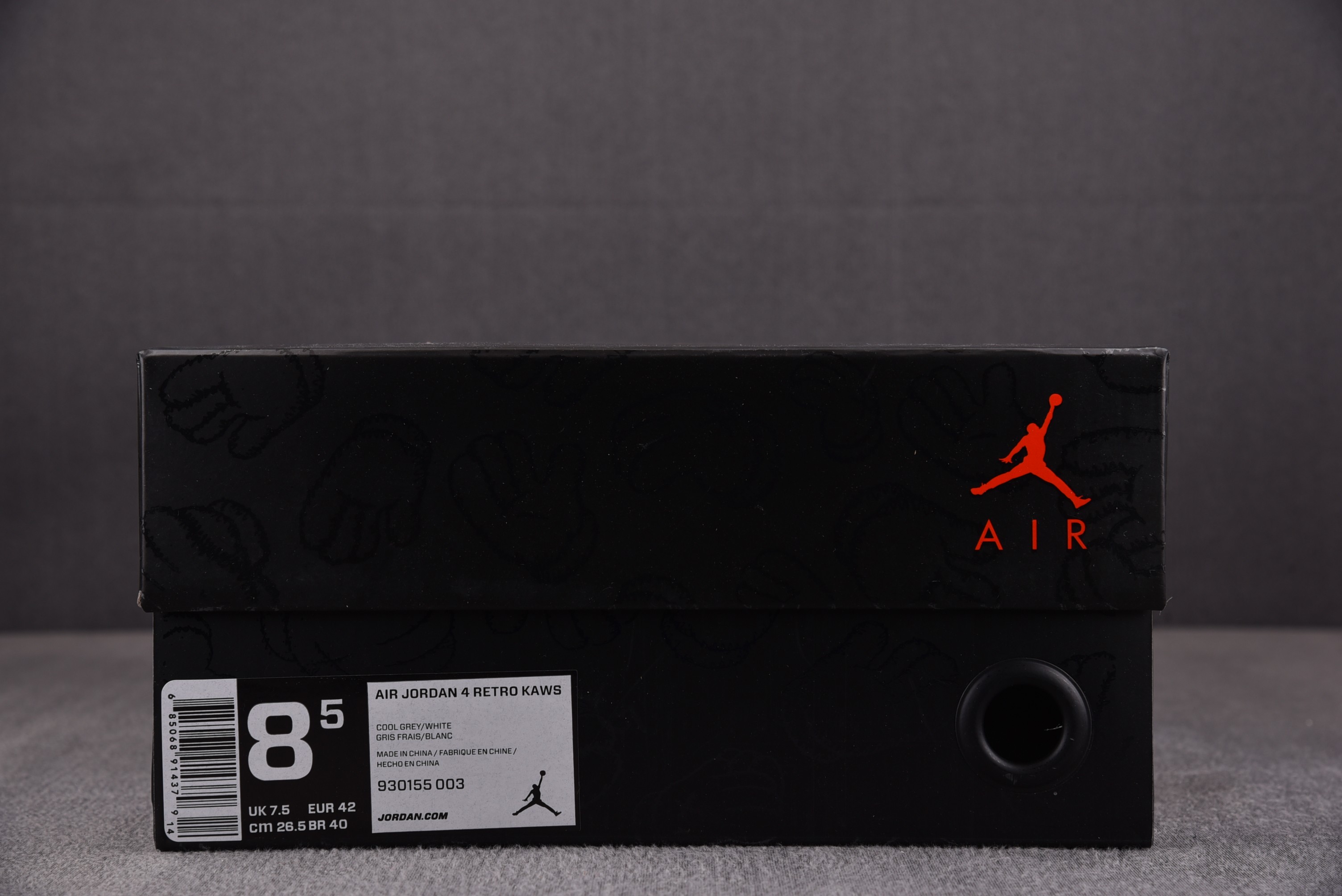 AJ4灰麂皮尺码40.5-47.5总裁R版出品-AirJordan4RetroKaws灰麂皮夜光鞋底93