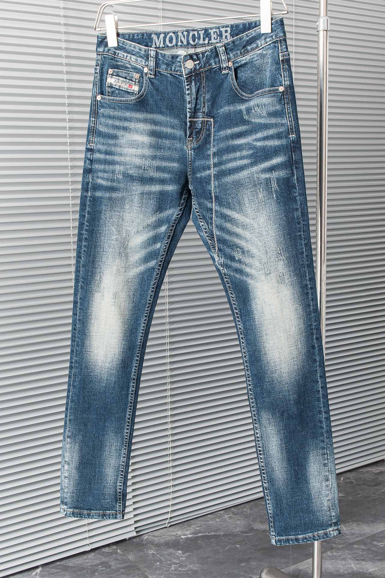 Moncler Clothing Jeans Blue White Cotton Denim Polyester Spring/Fall Collection