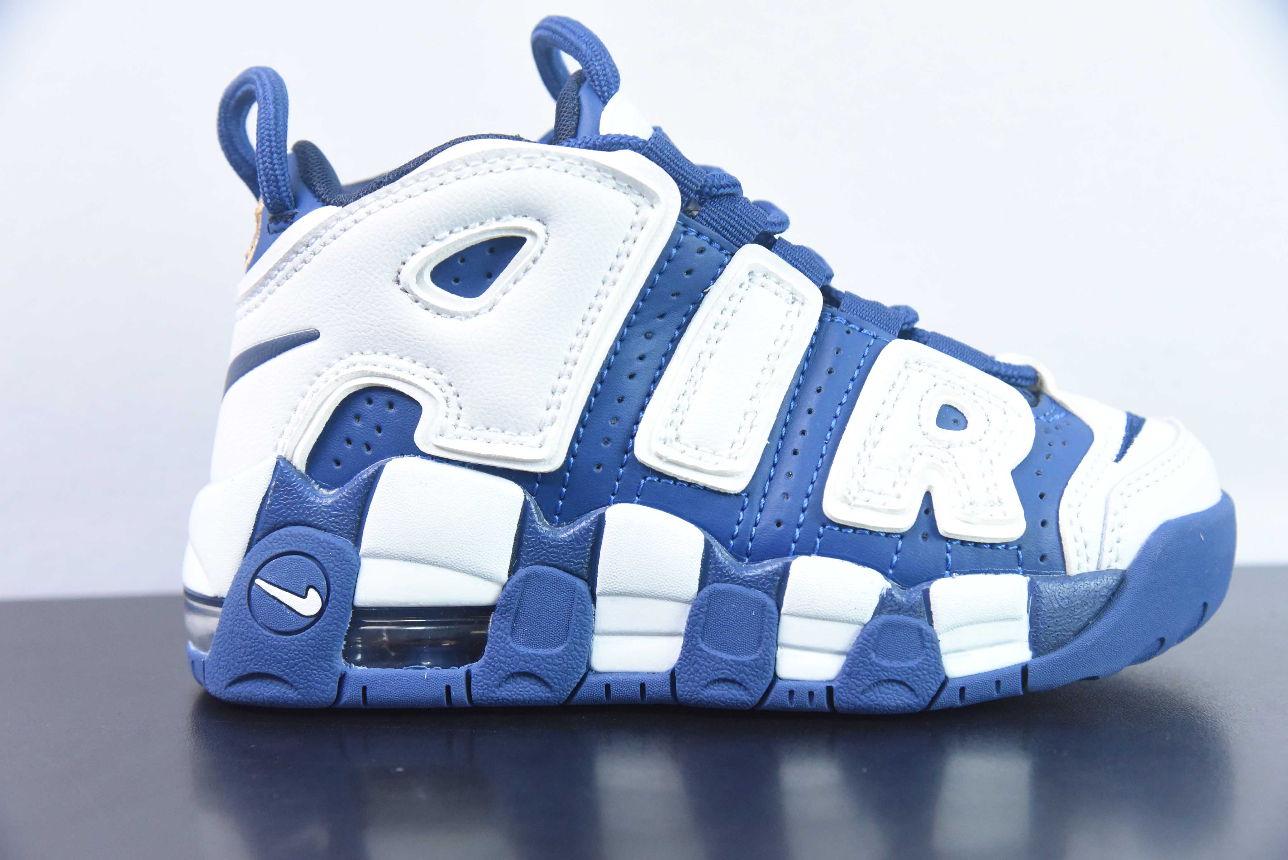 [Air Force Series]NK leather bag retro basketball elastic band shoes Navy blu