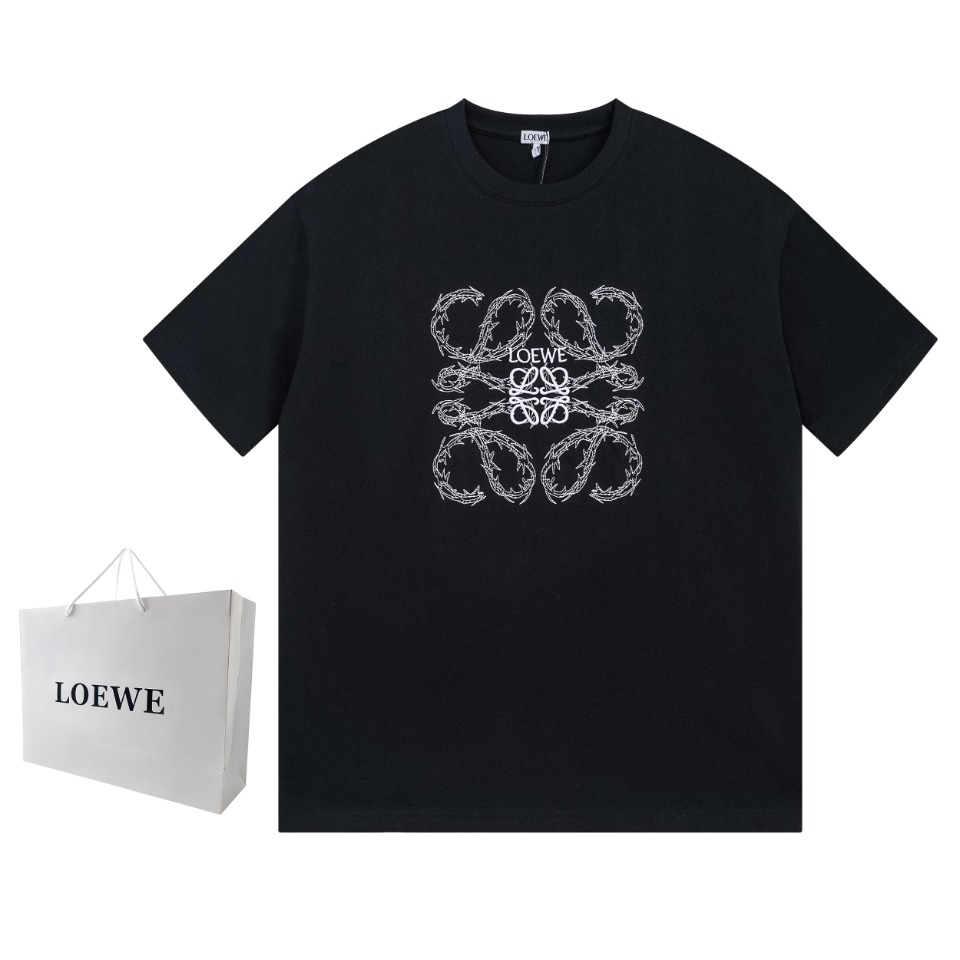 Loewe Gradient Embroidered Crew Neck Short Sleeve Cotton T-Shirt