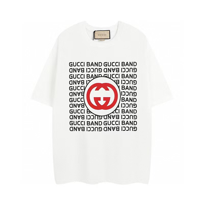 Gucci Odzież T-Shirt Czarny Biały Drukowanie Unisex Kolekcja wiosenno-letnia Fashion Krótki rękaw