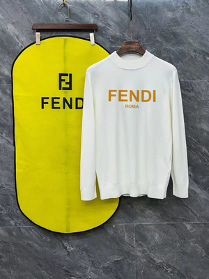 Fendi Good Clothing Sweatshirts Black White Unisex Women Wool Winter Collection