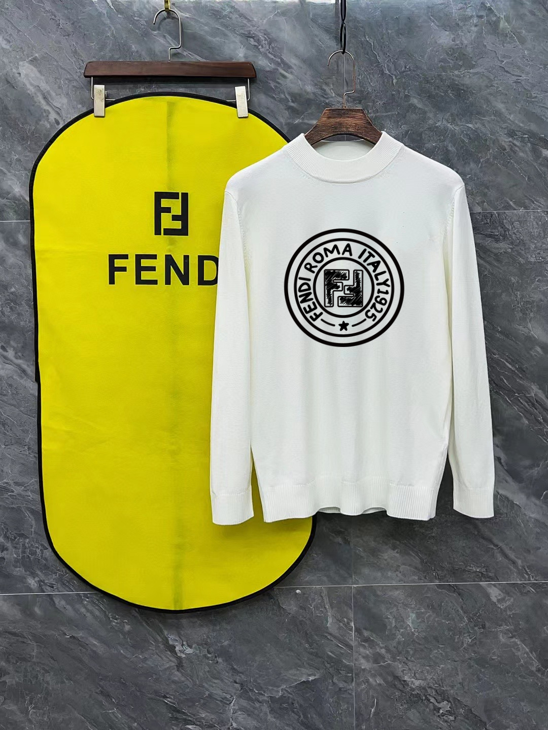 Fendi Clothing Sweatshirts Cheap Replica
 Black White Printing Unisex Women Wool Winter Collection