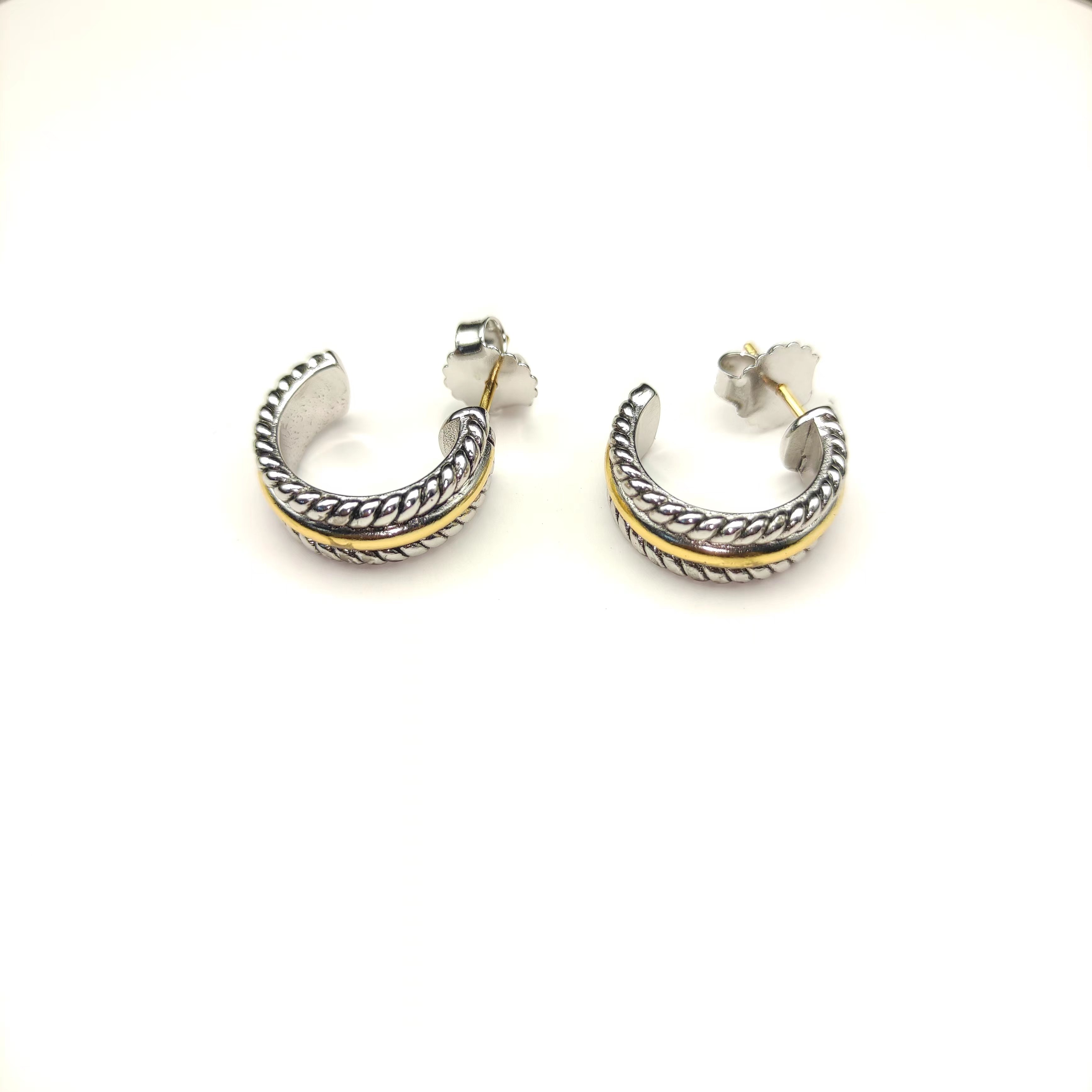 NO:112374,New David Yurman 15.6mm color separation half-ring earrings No. DYEH-071, jewelry boutique, earrings19860909上新 David Yurman  15.6mm分色半环耳环 编号 DYEH-071,饰品精品,earrings,Jewelry