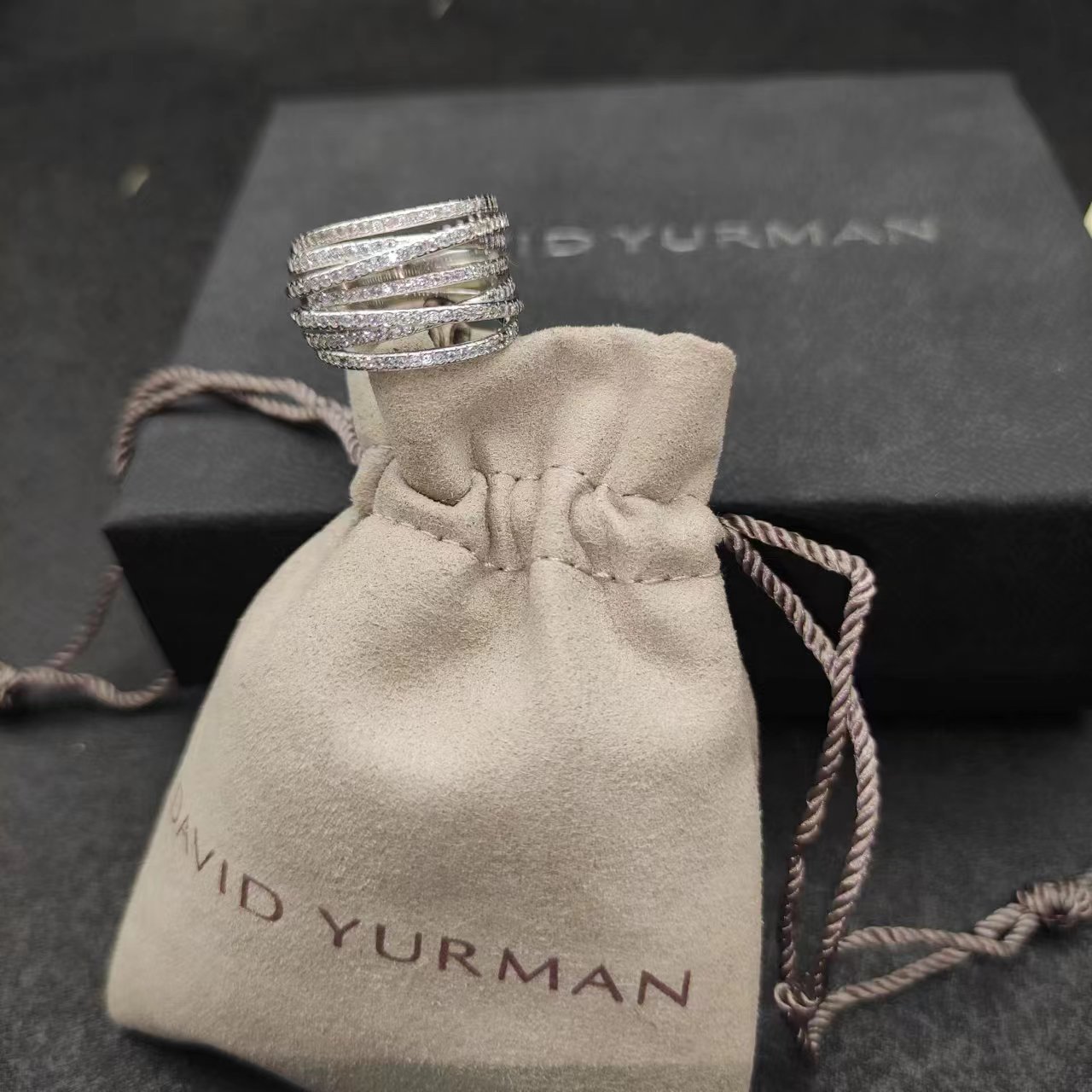 242 💰V gold David Yuurman full of drillweed rings Size: United States, 6-7-8-9, four - 图片 3