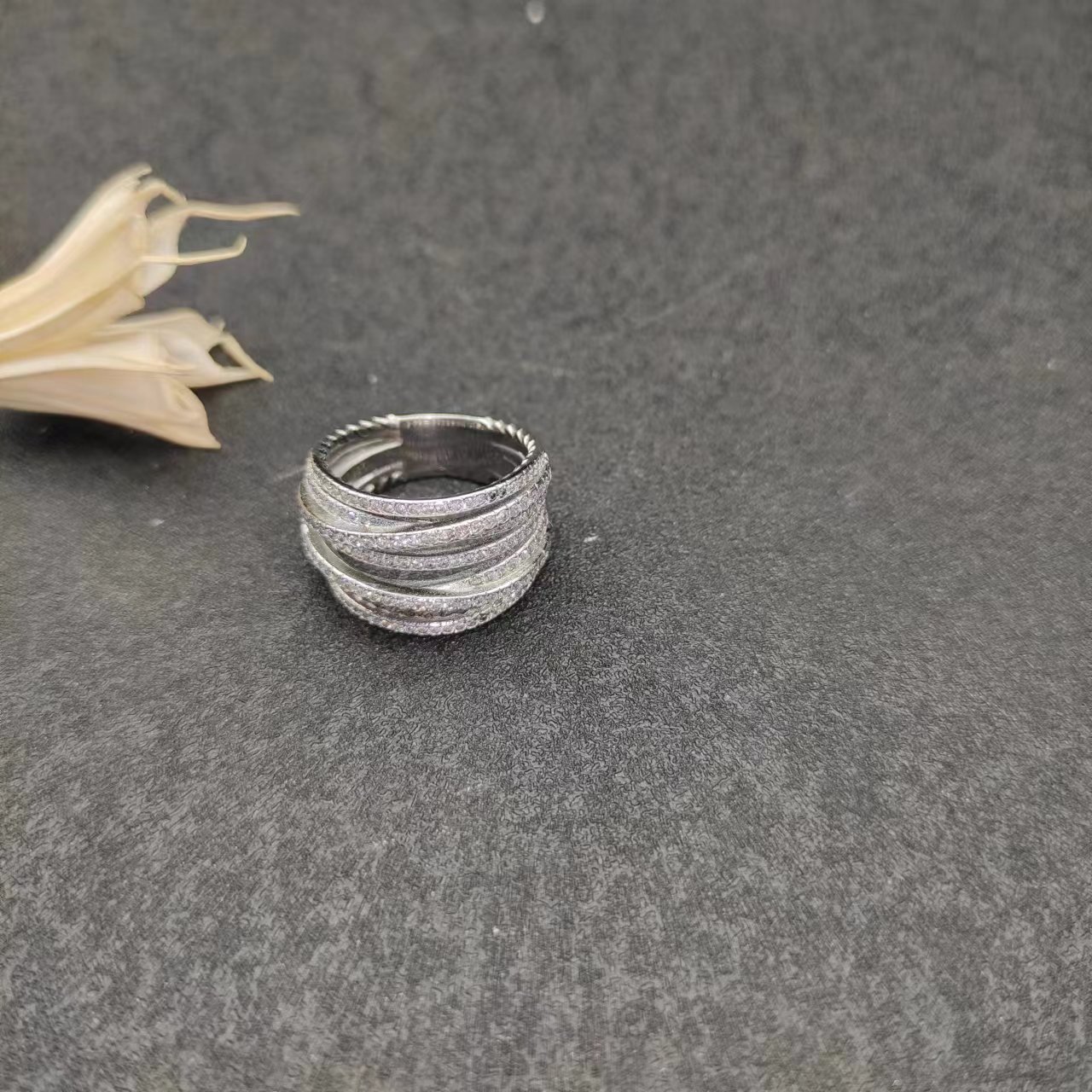 242 💰V gold David Yuurman full of drillweed rings Size: United States, 6-7-8-9, four - 图片 4