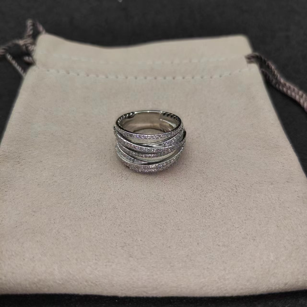 242 💰V gold David Yuurman full of drillweed rings Size: United States, 6-7-8-9, four - 图片 8