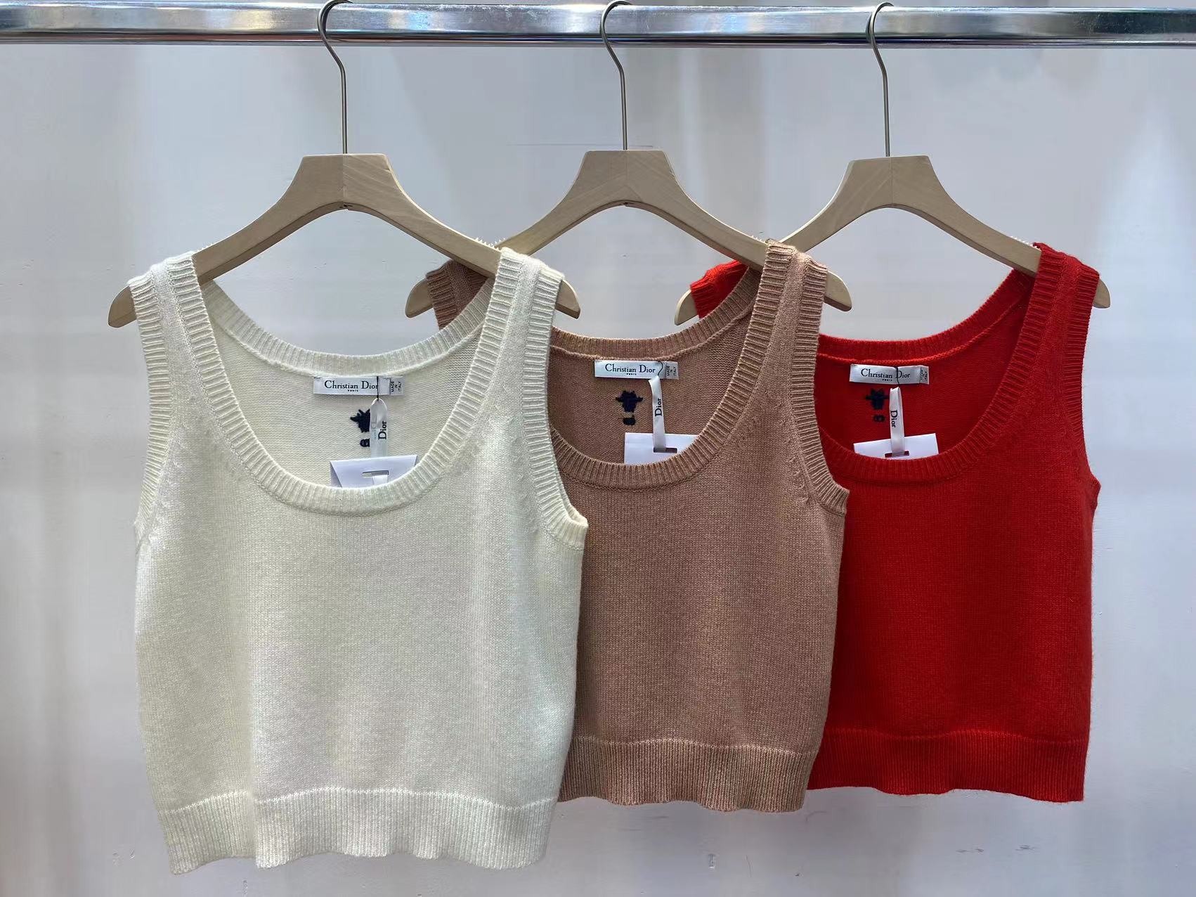 Dior Clothing Tank Tops&Camis Gold Hardware Knitting Wool Fall Collection