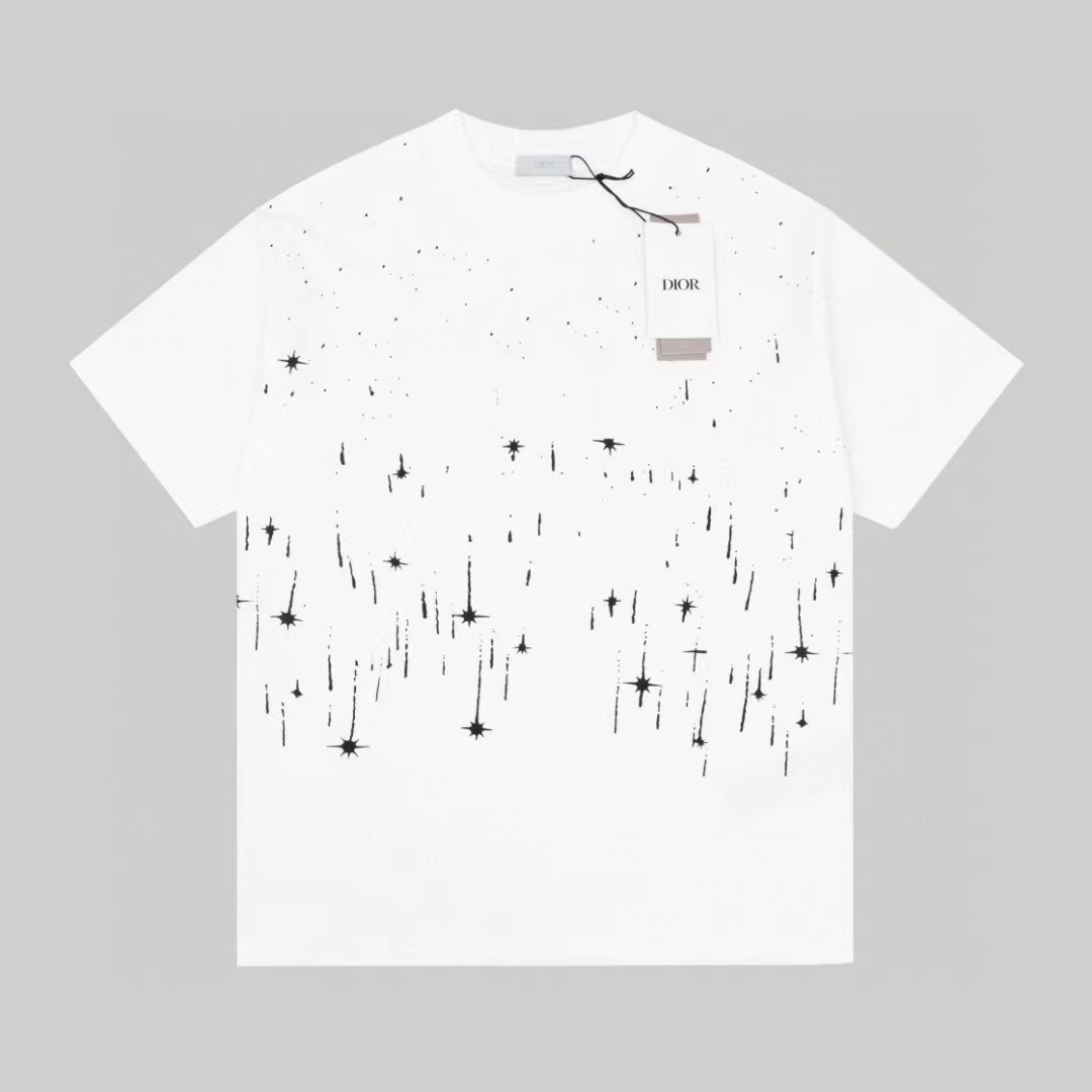 Dior Clothing T-Shirt Black White Unisex Short Sleeve