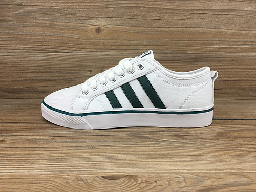 阿迪达斯帆布鞋Adidas 校园板鞋白搭清新情侣款板鞋 三叶草NIZZA 帆布鞋 白绿CQ2327 36-44