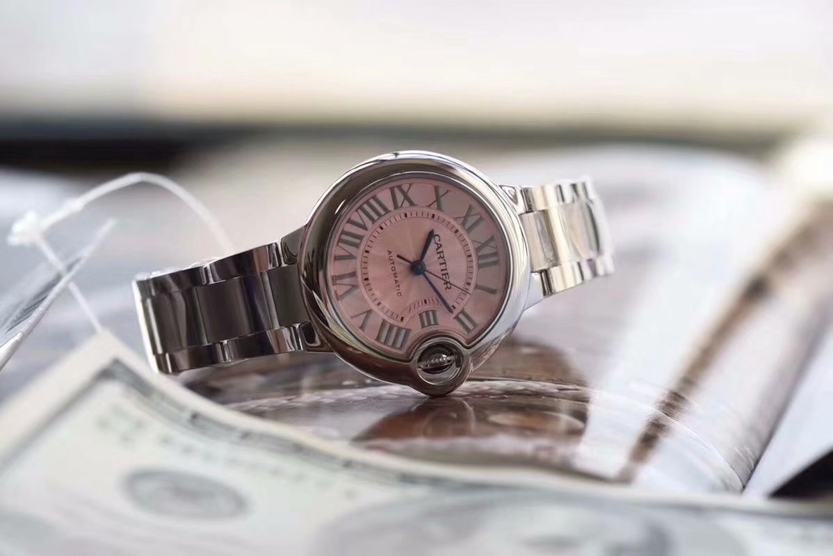Cartier 卡地亚蓝气球粉色梦想卡地亚蓝气球33mm/36mm自动机械粉气球鱼眼蓝宝石及日历侧镜面月牙完美切割盘面 女神