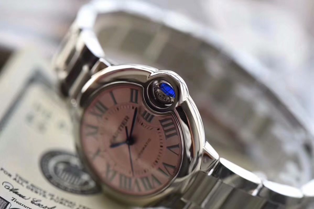 Cartier 卡地亚蓝气球粉色梦想卡地亚蓝气球33mm/36mm自动机械粉气球鱼眼蓝宝石及日历侧镜面月牙完美切割盘面 女神