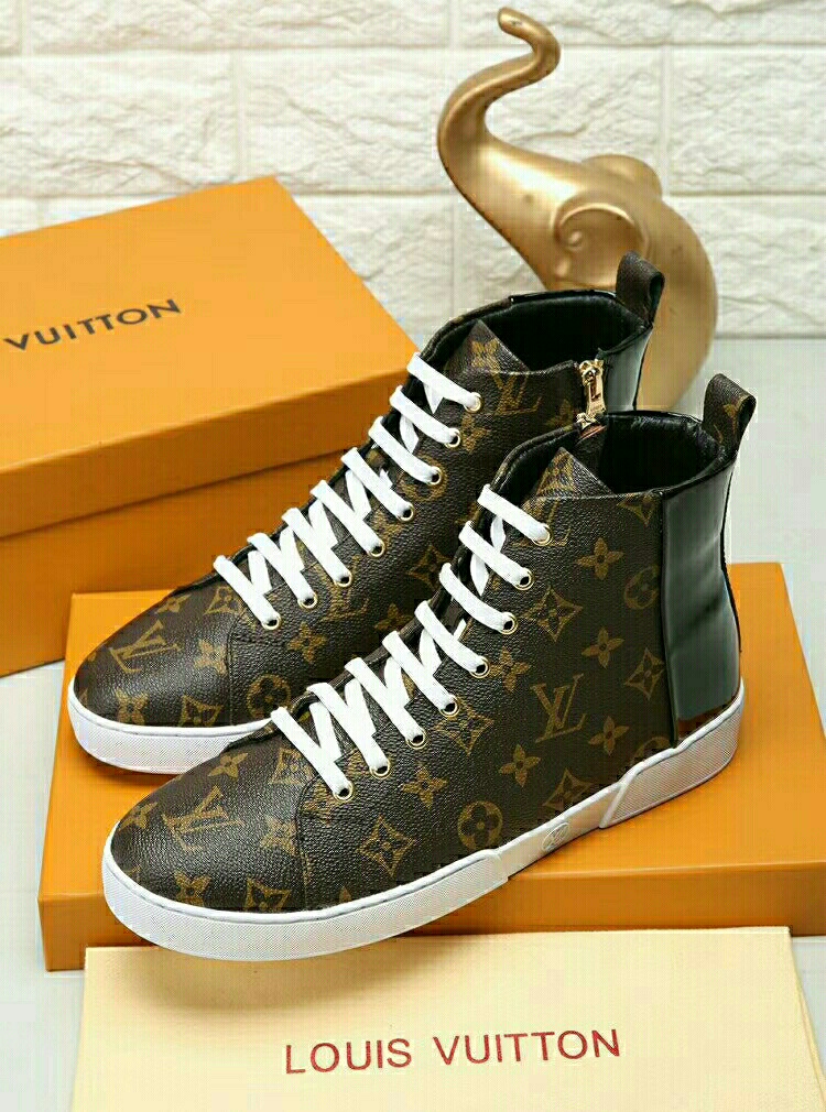 Louis Vuitton Monogram Canvas High-Top Sneakers for Men, Italian Leather