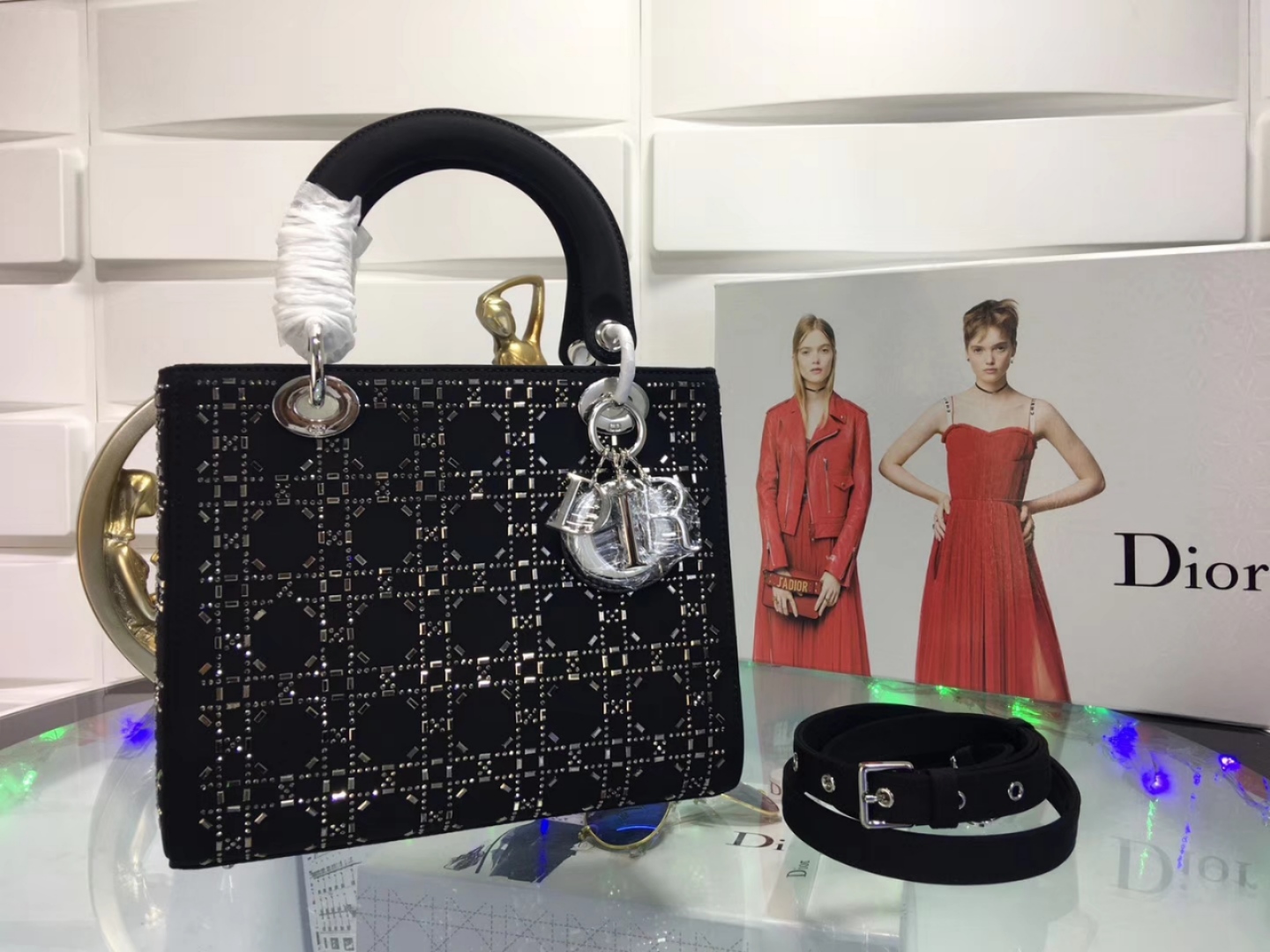 We Curate The Best
 Dior Lady Handbags Crossbody & Shoulder Bags Set With Diamonds Silk