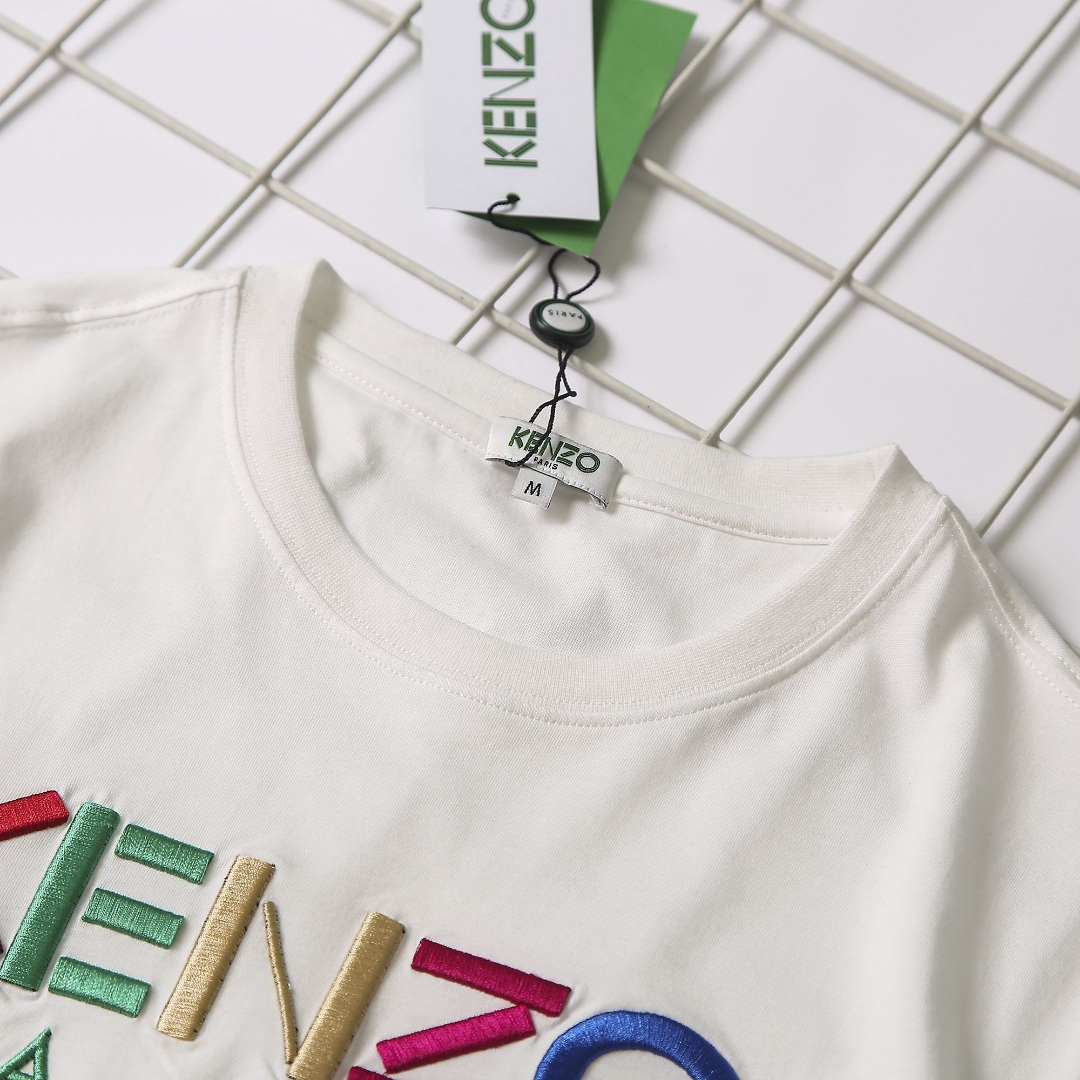 65   Kenzo2019春夏海外限量版字母立体绣花圆领短袖T恤