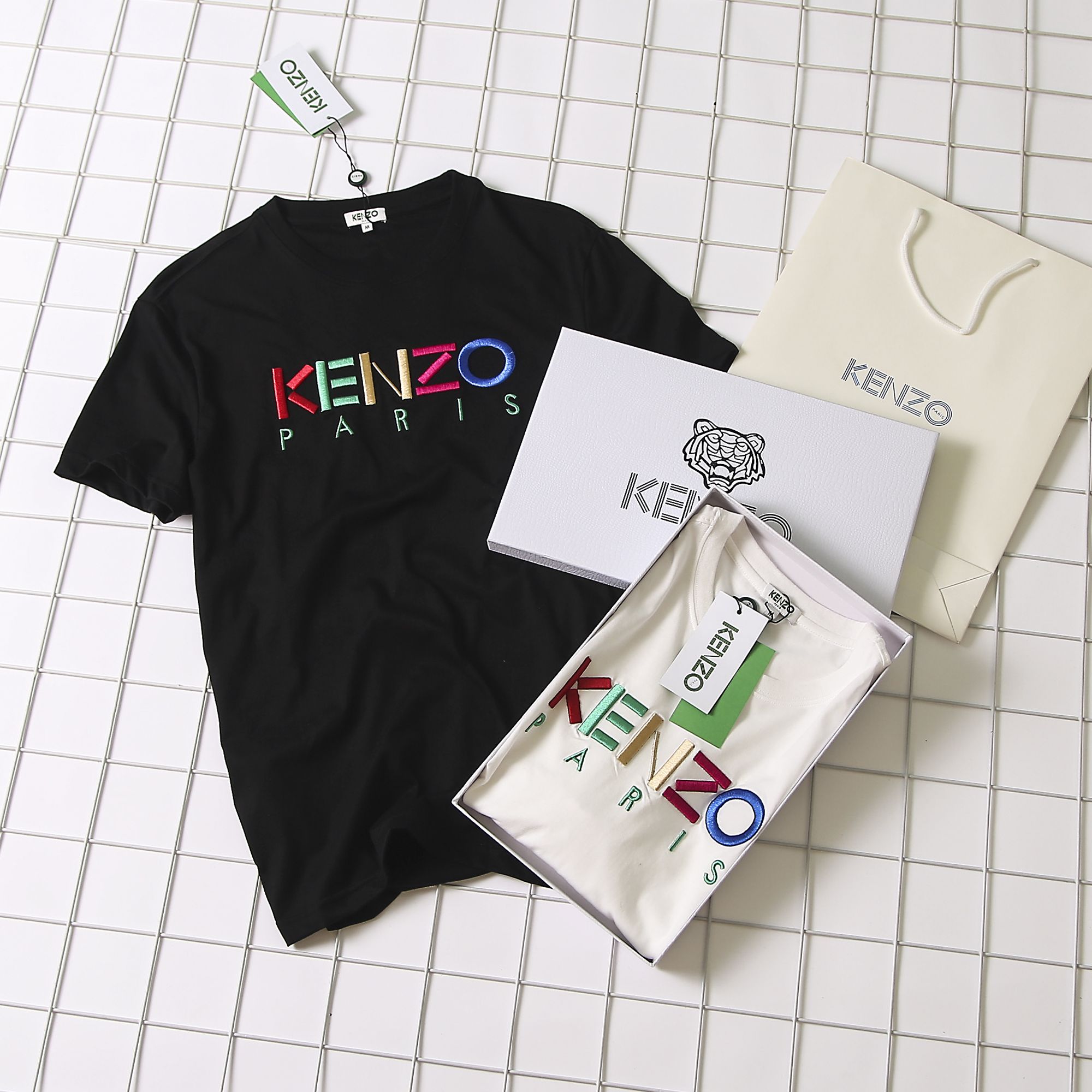 65   Kenzo2019春夏海外限量版字母立体绣花圆领短袖T恤