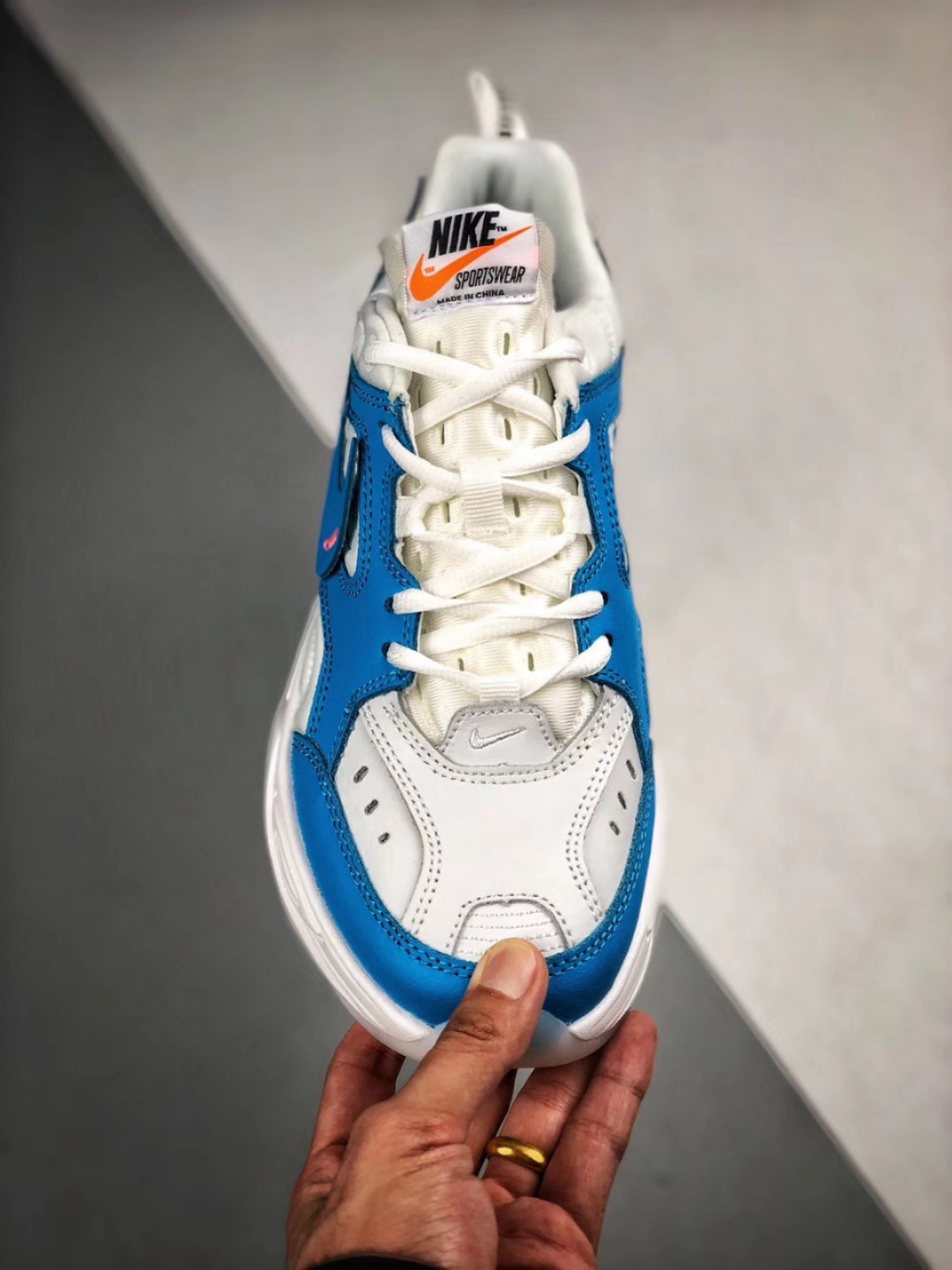 120  NIKE M2K Tekno x Off White 北卡蓝 定制联名今年 OFF-WHITE x Nike 的联名 货号：AO3308 100 SIZE:36 36.5 37.5 38 38.5 39 40 40.5 41 42 42.5 43 44 44.5 45