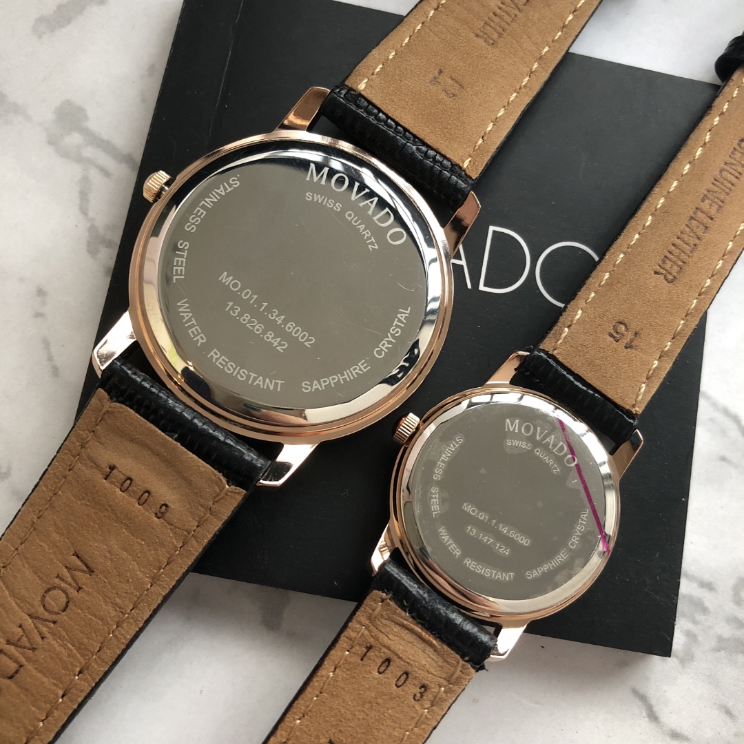 Movado Stone Couples Series: Male 39mm, Female 28mm, Waterproof Stone Core, Gold Logo - 图片 8