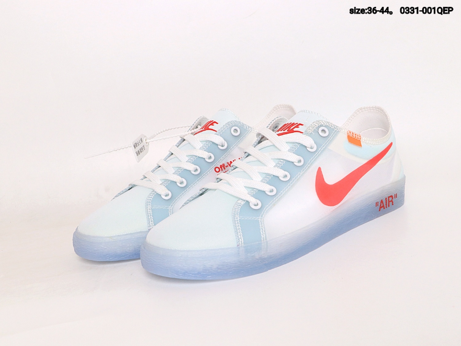 150<br />高品质真标！ OFF联名 NIKE BLAZER LOW 19新款透气潮流透眀网纱 男女子情侣时尚百搭休闲板0331-001QEP<br />size:如图