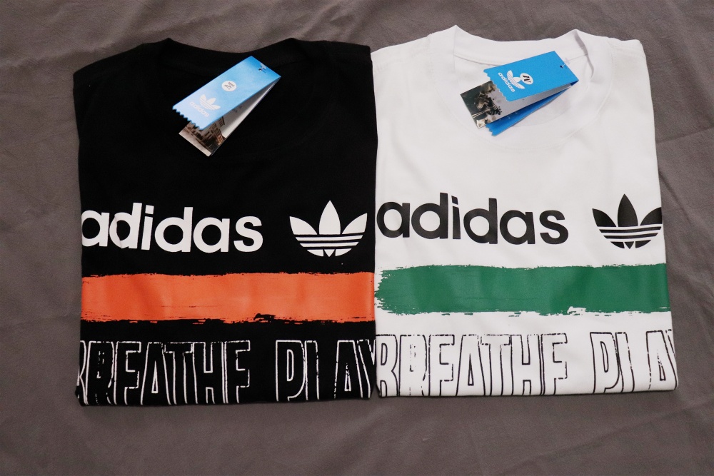70 Adidas三叶草胸前大印花情侣款短袖T恤 宽松版型！情侣款！