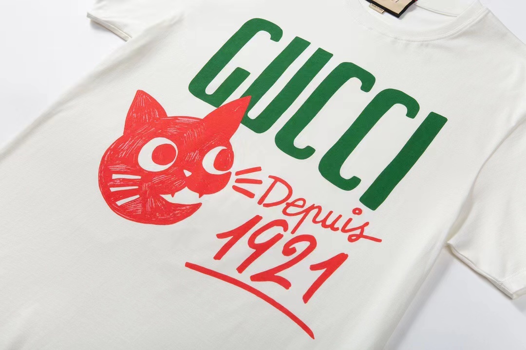 160 GUCCI 新款 1921周年 猫咪图案logoT恤