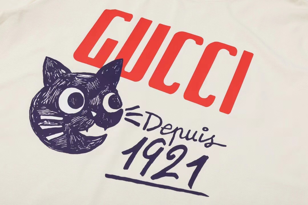 160 GUCCI 新款 1921周年 猫咪图案logoT恤