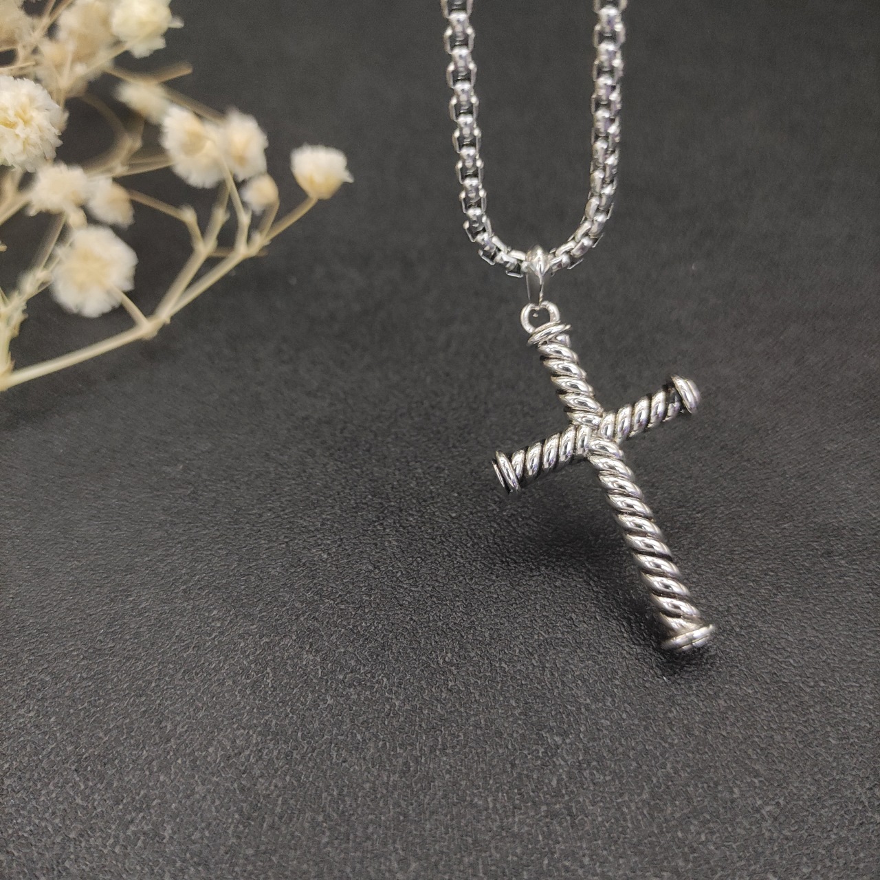 David Yurman Silver Cross Necklace with Adjustable Chain Lengths: DYXL-002 - 图片 3