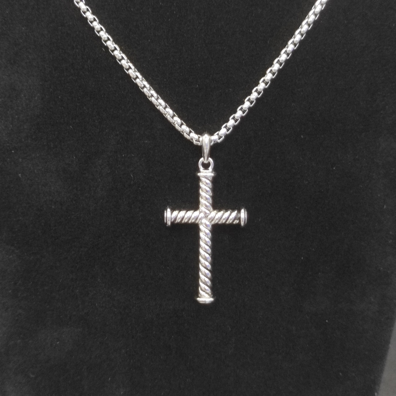 David Yurman Silver Cross Necklace with Adjustable Chain Lengths: DYXL-002 - 图片 5