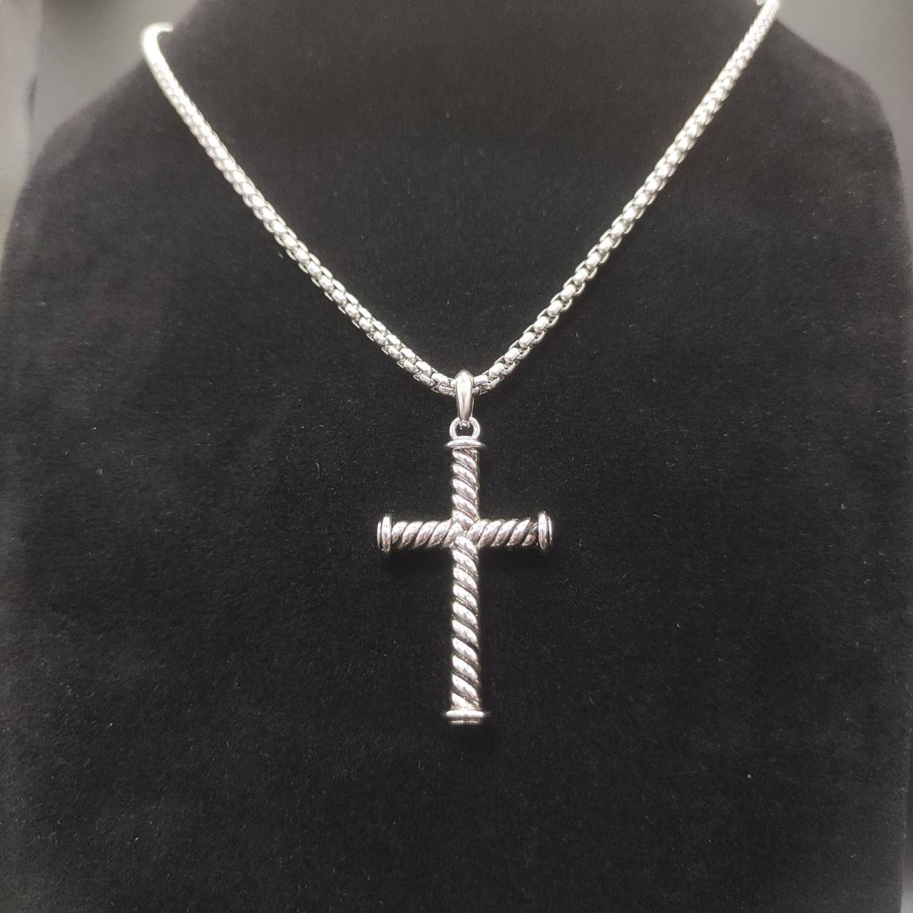 David Yurman Silver Cross Necklace with Adjustable Chain Lengths: DYXL-002 - 图片 6
