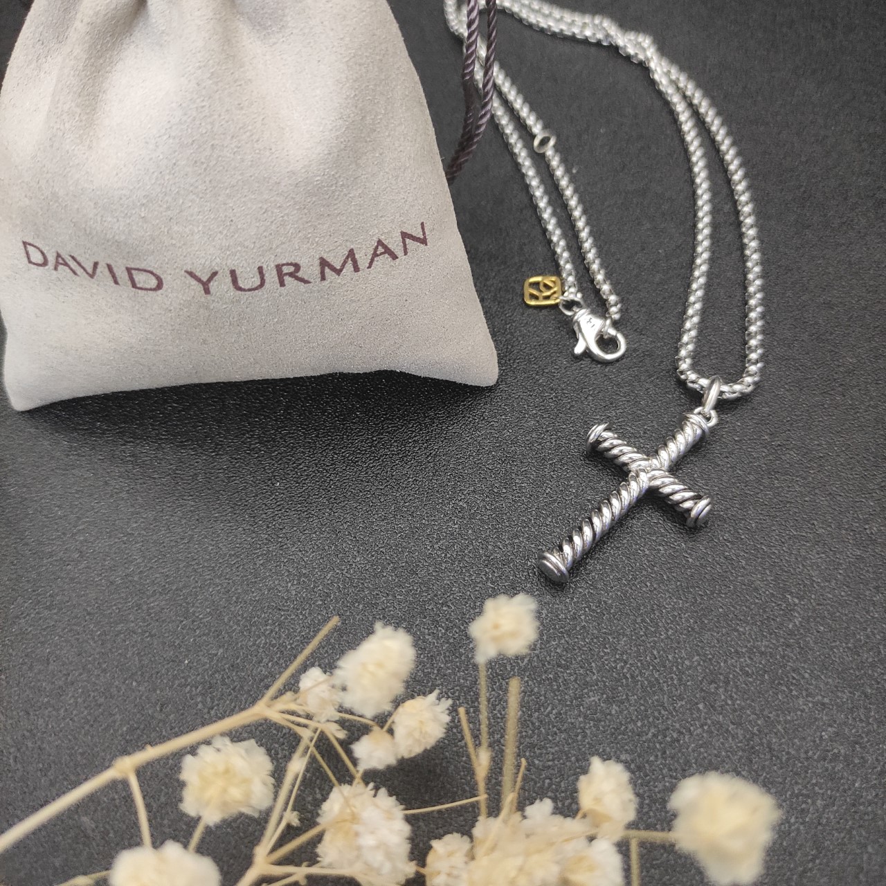 David Yurman Silver Cross Necklace with Adjustable Chain Lengths: DYXL-002 - 图片 7