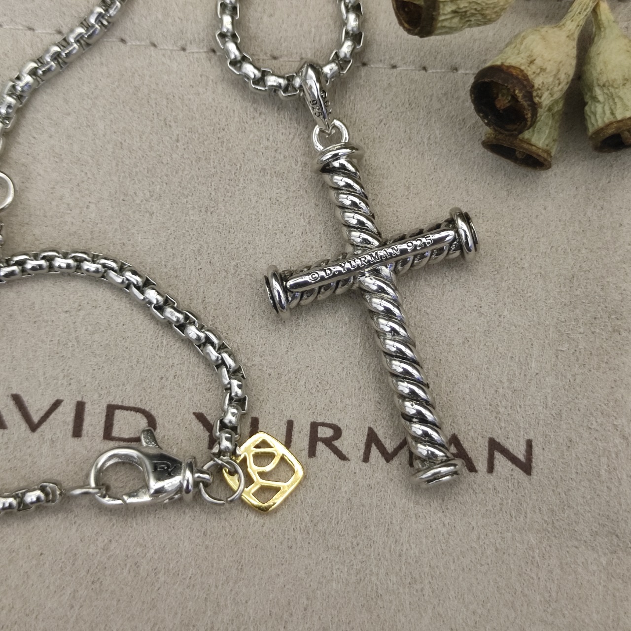 David Yurman Silver Cross Necklace with Adjustable Chain Lengths: DYXL-002 - 图片 9