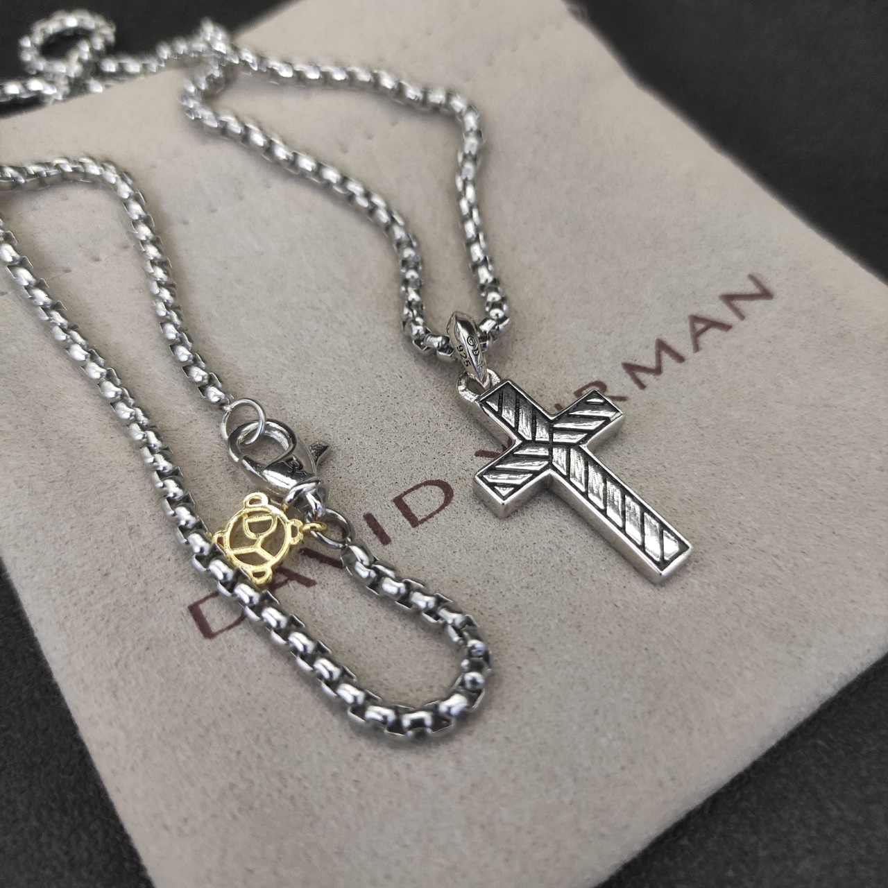 David Yurman Black Cross Necklace with 3mm Chain, 50/60cm Length – DYXL-004
