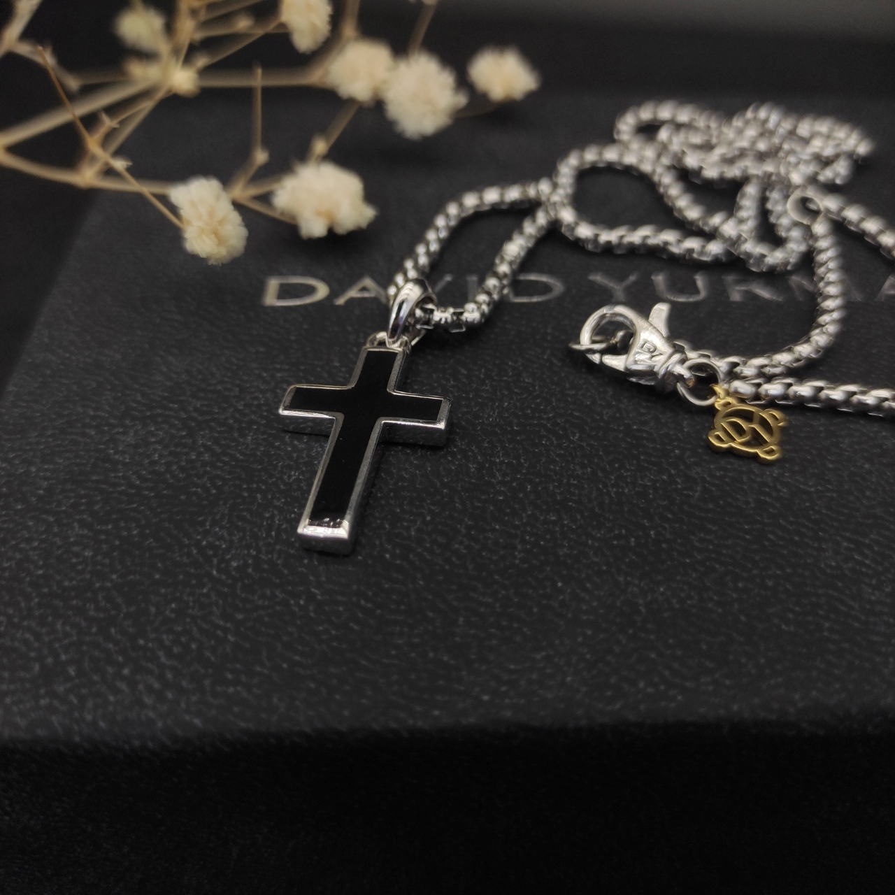 David Yurman Black Cross Necklace with 3mm Chain, 50/60cm Length – DYXL-004 - 图片 4