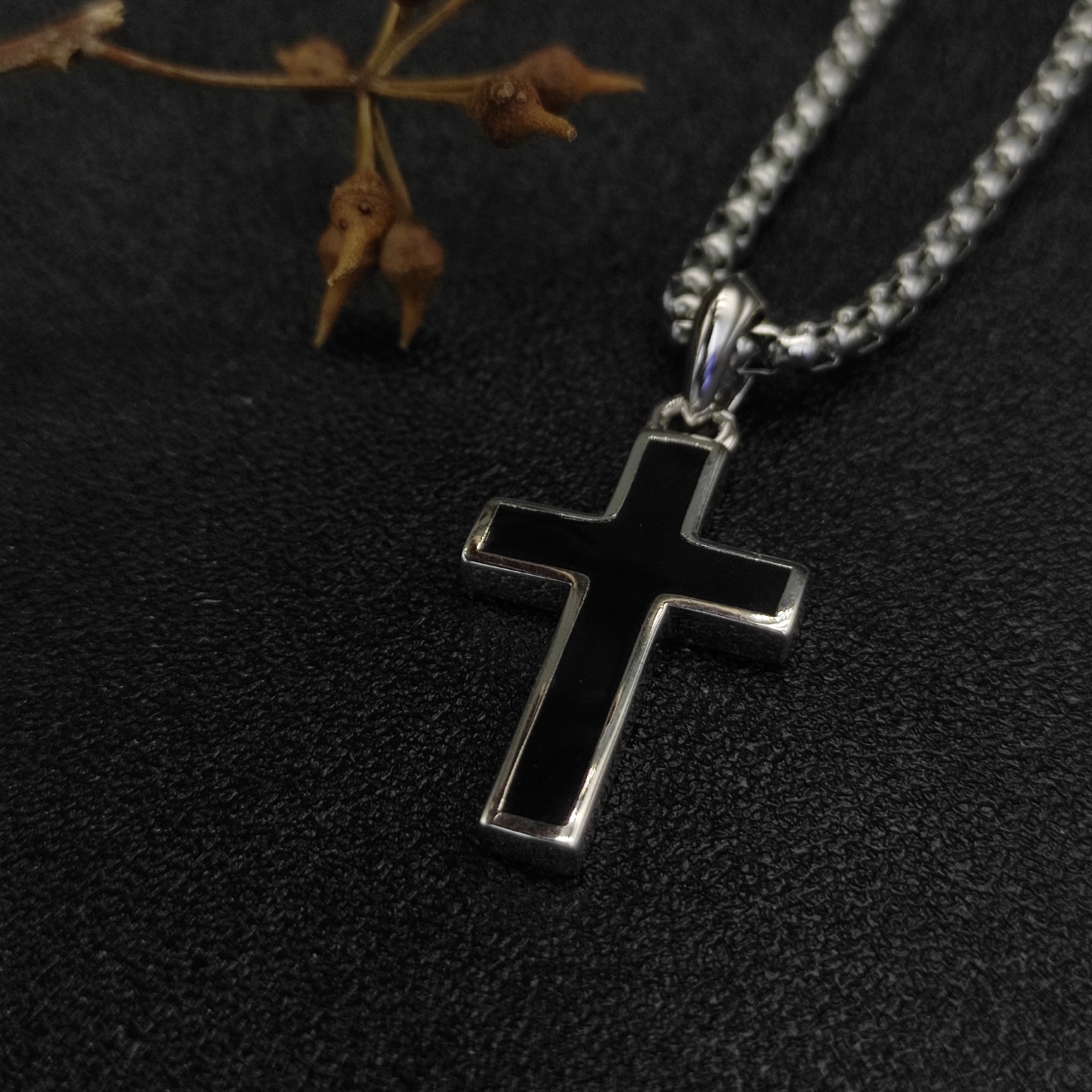 David Yurman Black Cross Necklace with 3mm Chain, 50/60cm Length – DYXL-004 - 图片 7