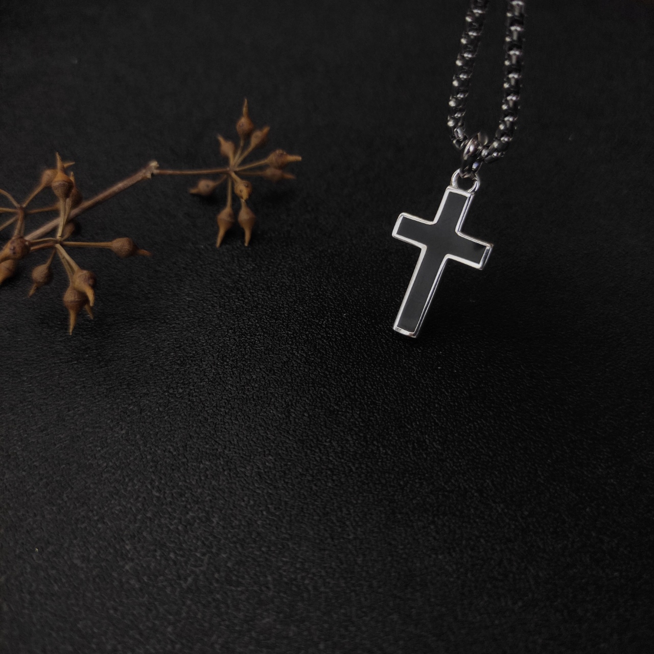 David Yurman Black Cross Necklace with 3mm Chain, 50/60cm Length – DYXL-004 - 图片 9